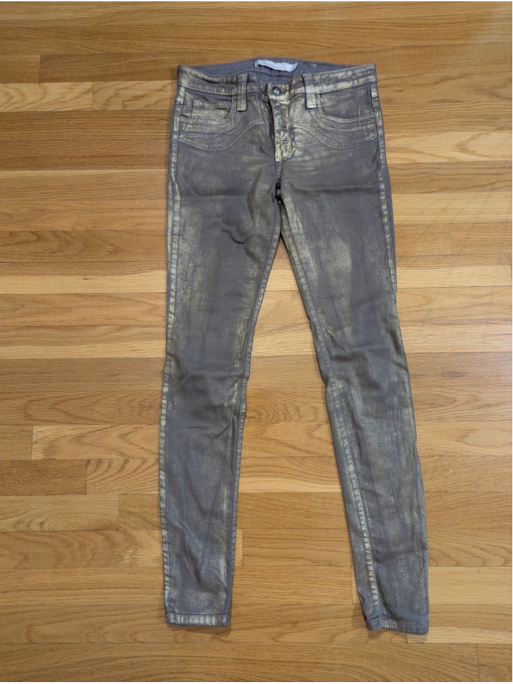 Frankie B. Gold Skinny Jeans Size 26 - Picture 11 of 11
